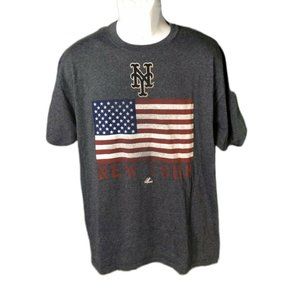 VTG NEW YORK METS AMERICAN FLAG SHIRT MAJESTIC
